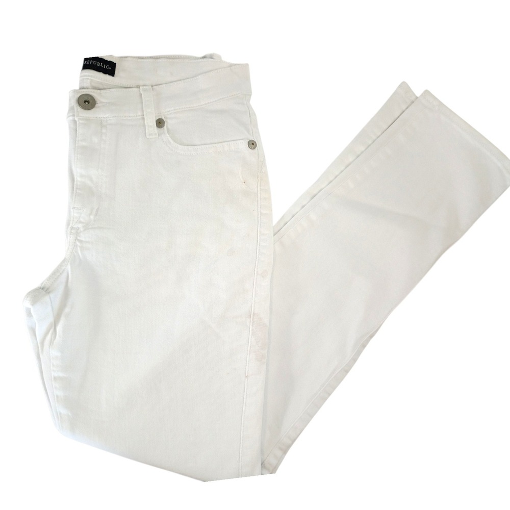 Rock & Republic Womens White Skinny Denim Jeans Mid Rise Size 10 30x28.5